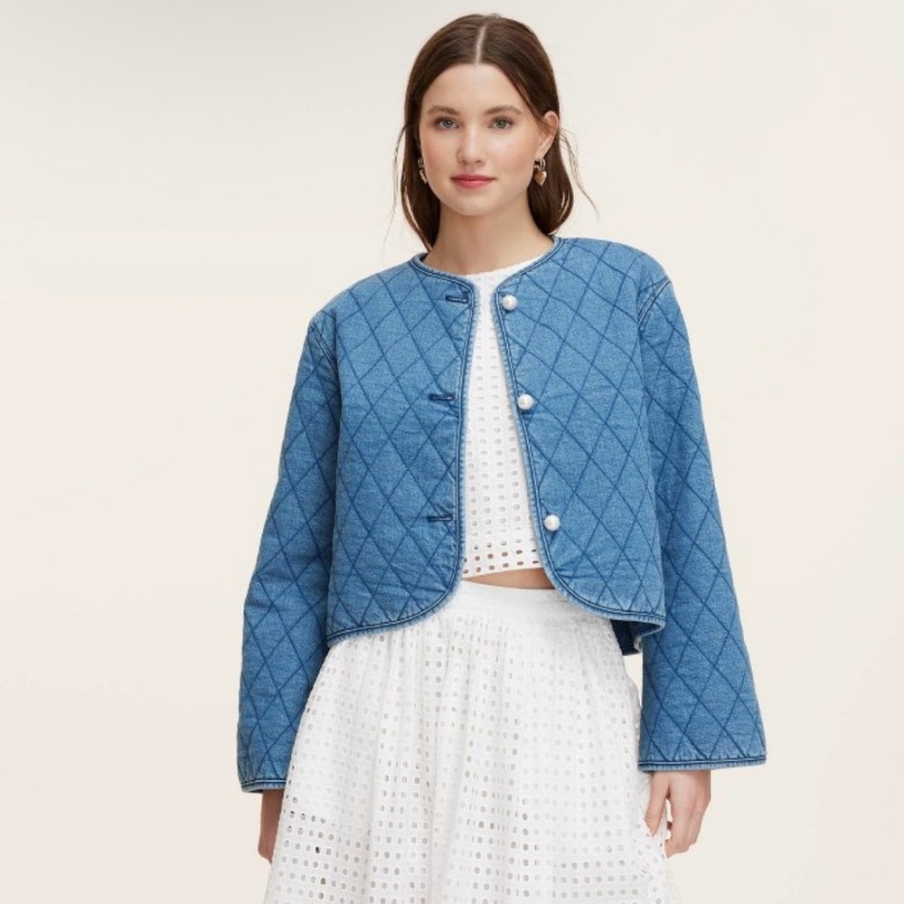 Kate Spade Blue Quilted Jean Jacket